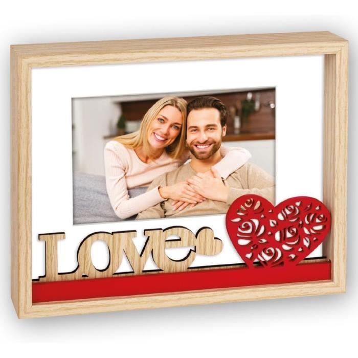Cadre Photo En Bois 10 X 15 Cm Avec Cœur Rouge Et Inscription Love En ...