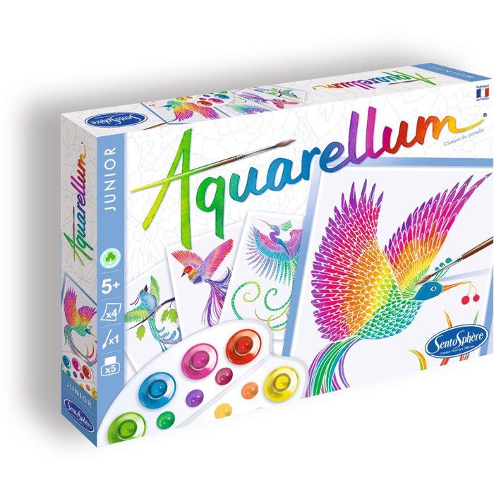 Peinture aquerelle SENTOSPHERE Aquarellum Junior Oiseaux du Paradis 5 couleurs Sertissage sur papier Vélin Dès