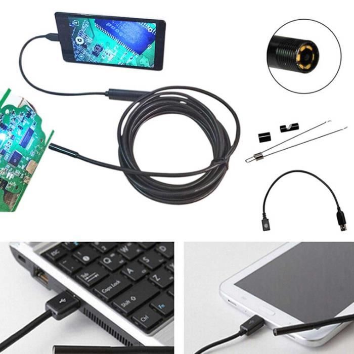 Endoscope Caméra USB 3 En 1 Type C - 6 LED Réglables, Inspection Étanche Pour Android, IOS, PC (2m)
