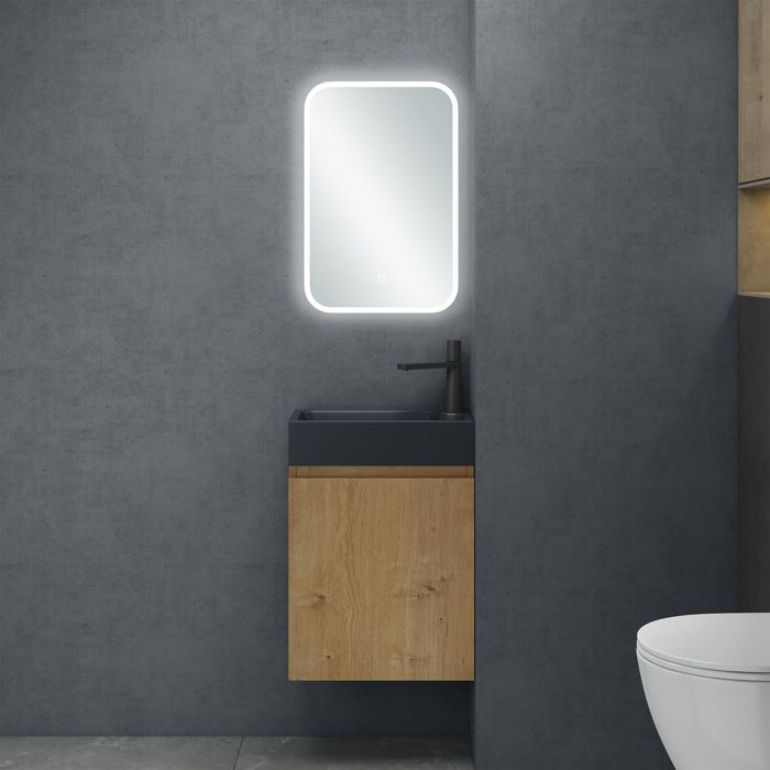 Meuble Sous Vasque 3 Pièces Avec Lavabo Et Miroir LED - Blanc Mat 120x46x54 Cm
