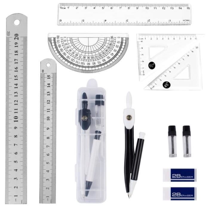 Kit De Règles De Géométrie Grand Format – 5 Pièces – Pour Tableau Noir, Dessin, Enseignement - 13