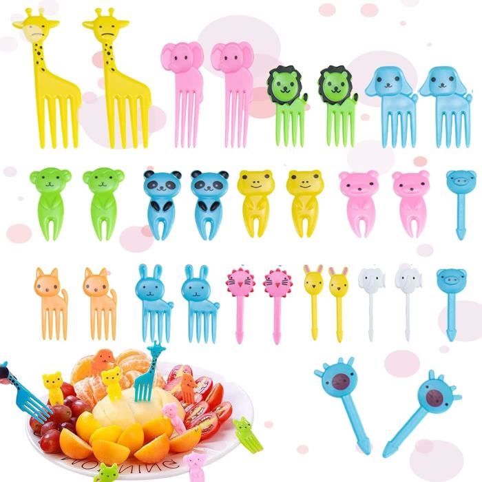 46 PCS Fourchette à Fruits Enfants Pics à Fruits Animaux Fourchette à