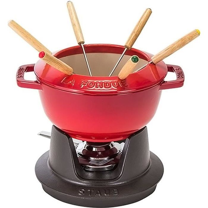 Service à Fondue Staub – Fonte Naturelle Noire – Complet Avec Brûleur Et Fourchettes – Occasion