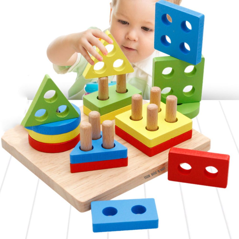 Bébé Enfant Jouet Intelligence Bois Construction Éducatif Géométrique Puzzle NF 