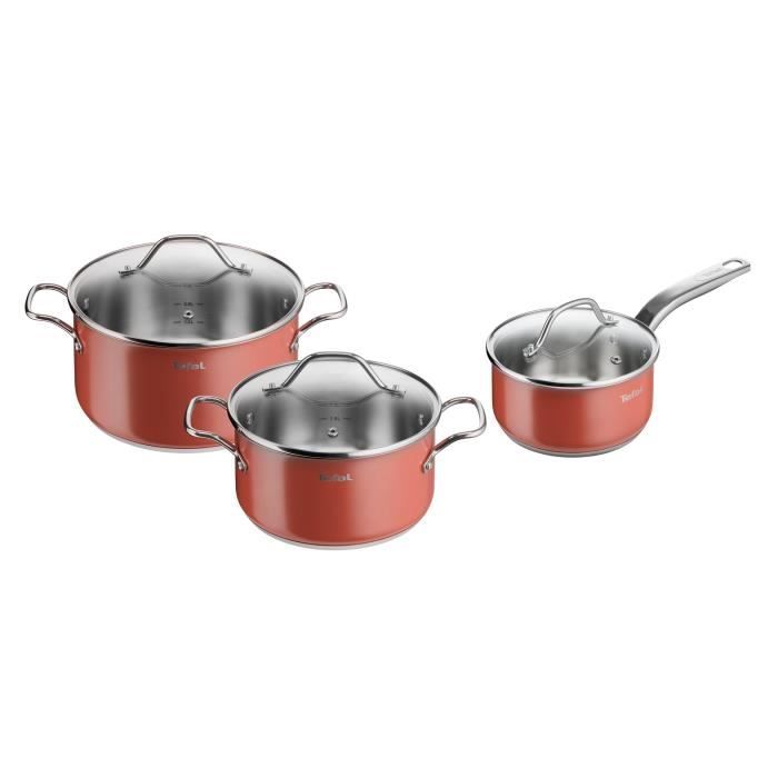 Tefal C2789602 Batterie de cuisine 6 pieces, Casserole, Poele, Sauteuse +  couv verre, Induction, Antiadhésif, Fabriqué en France