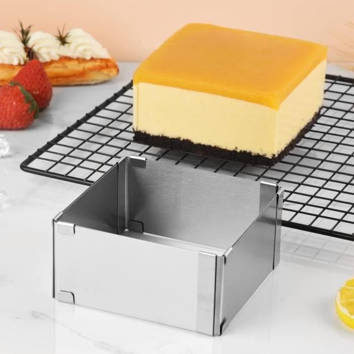 Cadre Pâtissier Rectangulaire Réglable TIDEVAN - Acier Inox 5 Cm De Hauteur - Taille 18-28 Cm X 33-53 Cm