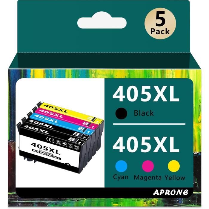 Lot De 5 Cartouches D'Encre Xl Compatibles Avec Epson 405Xl 405 Xl Pour Workforce Pro Wf-3820Dwf