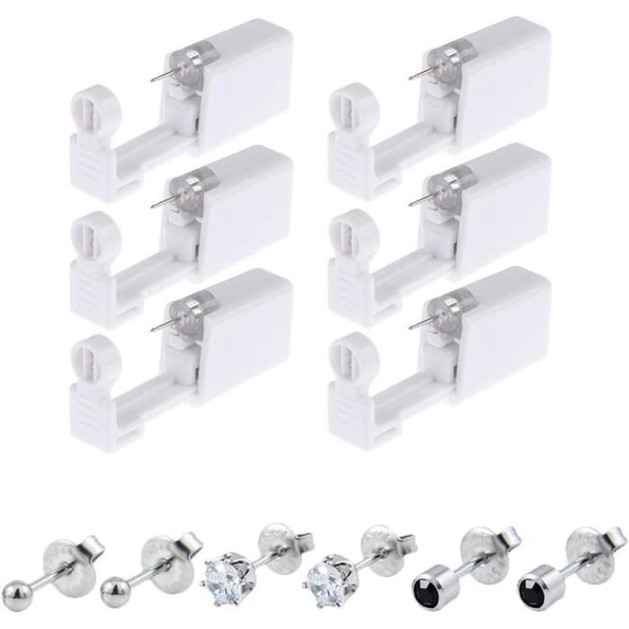 Kit Double Pour Perçage D'oreille Sans Douleur – 2 Pistolets Jetables + Boucles D'oreilles En Acier Inoxydable