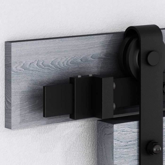 Kit Rail Porte Coulissante De Grange – Acier Carbone Noir, 6 Pieds, Quincaillerie Murale