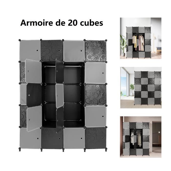 Armoire Modulable Enfant Avec Motifs Animaux - Organisateur Vêtements 110x145x37cm Sans Outil