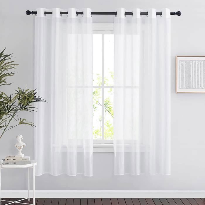 Rideau Voilage Fenêtre 220x240 Cm Anti-UV - Gris Clair, 100% Polyester, Décoration Intérieure Chambre Cuisine - 10