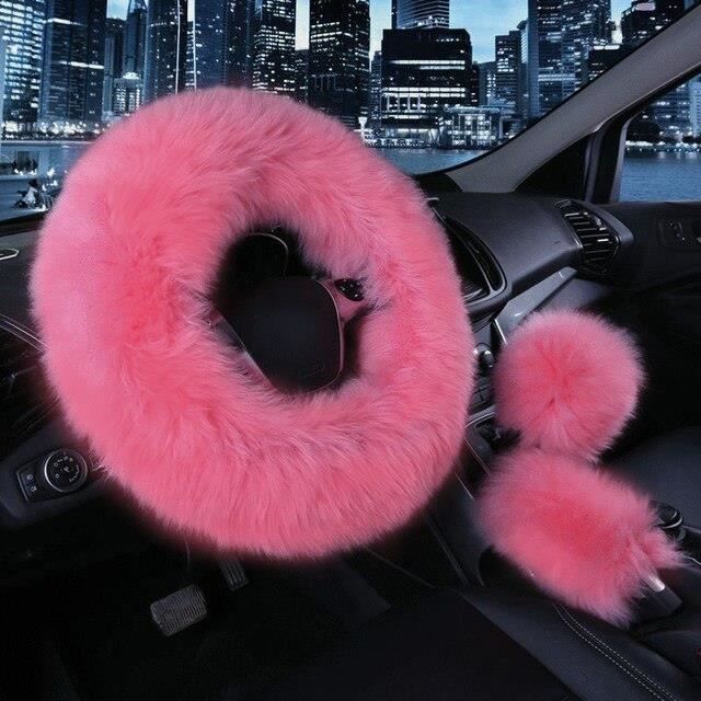 Lot De 3 Housses Volant D'hiver En Peluche Rose - Chaud & Antidérapant - Universel 35-39 Cm - 5