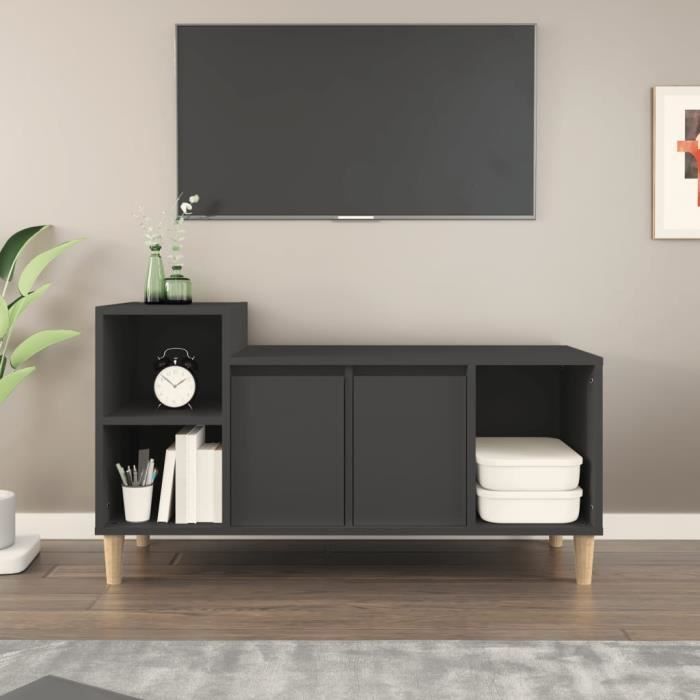 AKOZON Meuble TV Noir 100x35x55 cm Bois d'ingénierie - AKO7646491330948