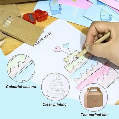 Lot De 10 Livres Coloriage Mariage Indien – 60 Crayons, Autocollants – Cadeau Invités – Kit Complet