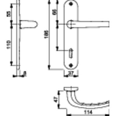 ASSA ABLOY Lot de 4 poignées San Diego grt sur plaque courte argenté n° 3230282