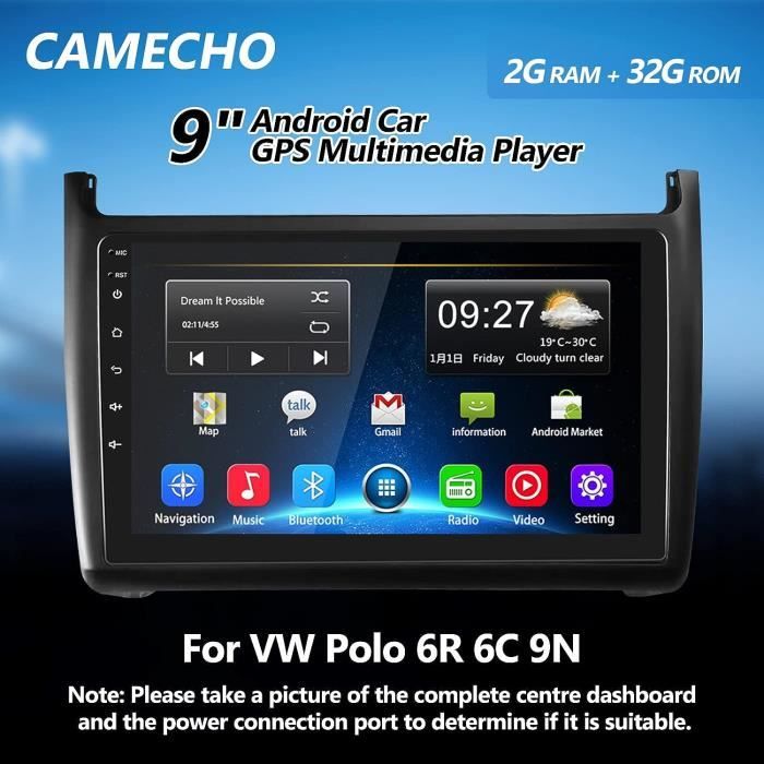 2+32G Android 10 Autoradio pour VW Polo 6R 6C 9N 2008-15, 9 HD