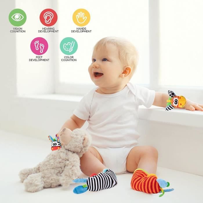 Acheter Jouet pour bébé de 0 à 12 mois, hochet à main, jouet interactif en  bois pour nouveau-né, jouets éducatifs colorés, 1 pièce