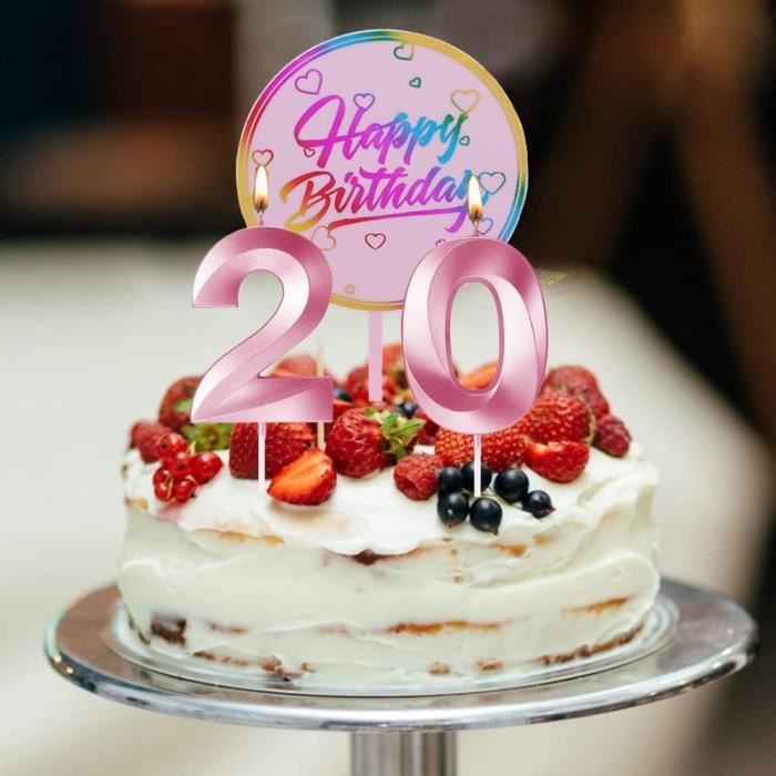 Décoration de Gâteau 20e Anniversaire - Homme Femme - Joyeux Anniversaire