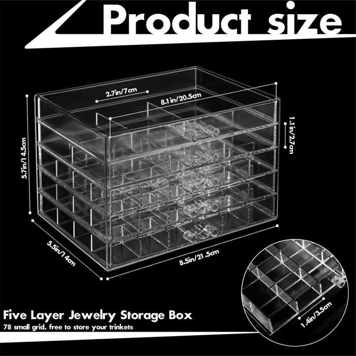 Boîte de rangement transparente à compartiments - Lot de 2