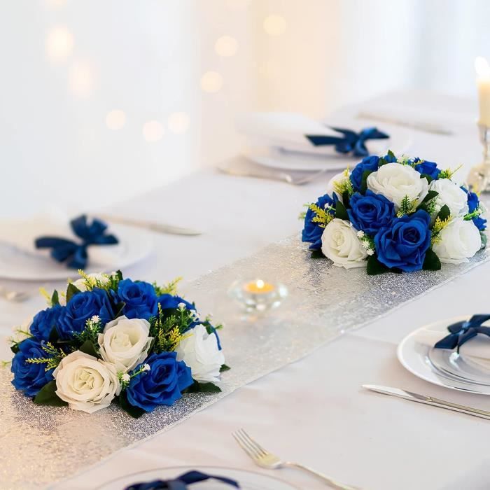 Milifox 200 Pièces Pétales De Fleurs De Roses En Soie,Confettis Réalistes Réutilisables En Forme De Pétales De Rose Pour Le Mariage,La FêTe,La DéCoration De Table(Mélange Bleu Marine