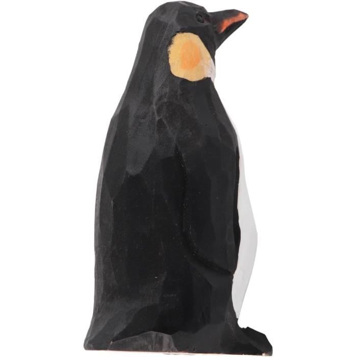 Statue de Pingouin en Bois - Décoratif - Peinte à la Main - 6 x 4.5 x ...