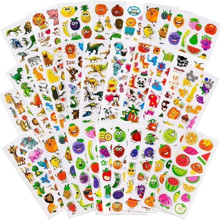1000+ Gommettes Autocollants Enfant 2 Ans Animaux Fruits Légumes 3D A131 -  Cdiscount Jeux - Jouets