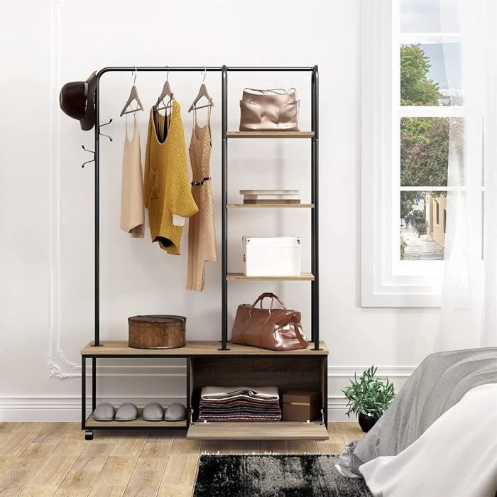 Costway Porte-manteau Sur Roulettes Avec Étagère à Chaussures Portant à