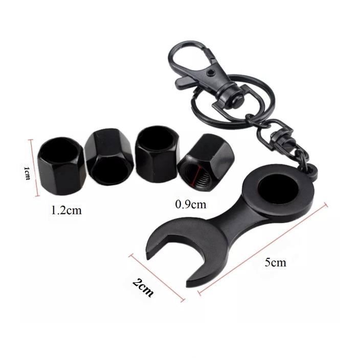 4 Bouchons De Tige De Valve De Pneu Noir + Porte-clés Pour Mercedes-Benz