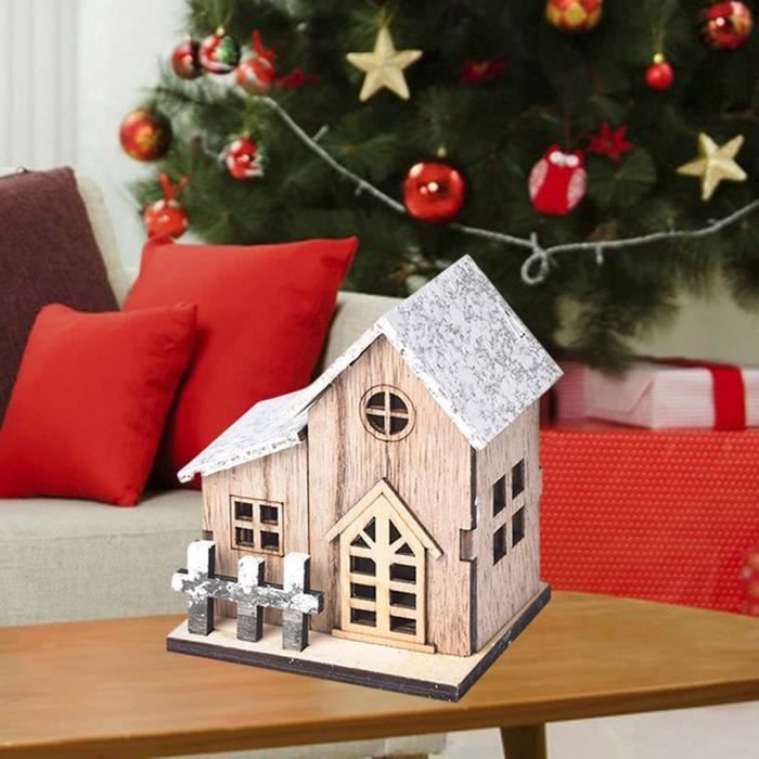 Décoration De Noël En Bois Lumineuse - Maison Miniature LED Pour Village De Noël DIY, Décoration De Table Ou Sapin (3 Modèles)