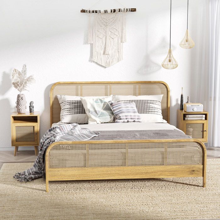 Table De Chevet HOMIDEC Lot De 2 - 55cm Hauteur - 2 Tiroirs Tissu - Plateau Bois - Métal Renforcé - Marron