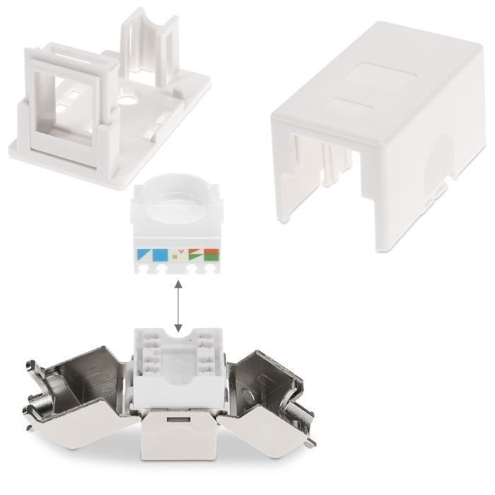 Prise Reseau Rj45 Kwmobile 2x Prise Réseau RJ45 - Lot 2x Prise Réseau Cat6a RJ45 à 1x ...