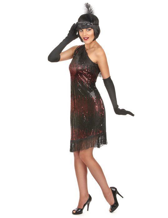 DEGUISEMENT PANOPLIE DE DEGUISEMENT Deguisement charleston femme noir et rouge Cdiscount Jeux Jouets