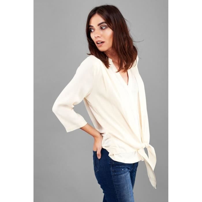 CHEMISIER FEMME INTROPIA EN VISCOSE Ivoire Cdiscount Prêt-à-Porter