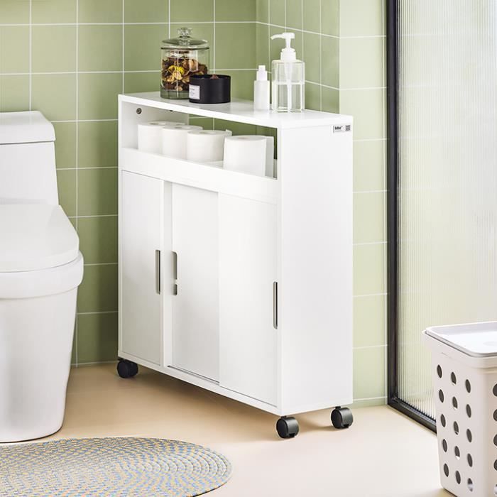 Meuble de toilette SoBuy ® FRG177-W Support Papier Toilette Armoire  Toilettes Porte Brosse WC Meuble de Salle de Bain Sur Pied en Bois – Blanc