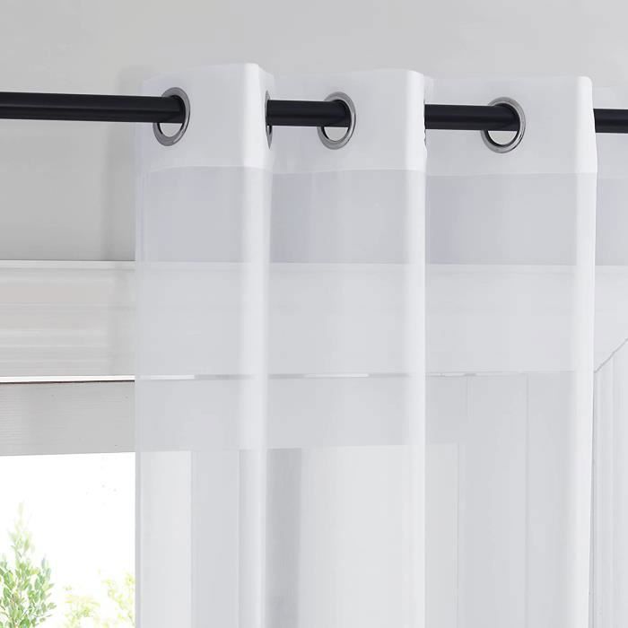Rideau Voilage Fenêtre 220x240 Cm Anti-UV - Gris Clair, 100% Polyester, Décoration Intérieure Chambre Cuisine - 3