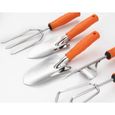5pcs outils de plantation de jardin en acier inoxydable-Pelle Râteau Fourche-Orange-2