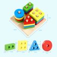 Coloré Géométrique En Caoutchouc En Bois Puzzles Éducatifs Sécurité Enfants Jouets Jouets Éducatifs pour Enfants 3 Ans-2
