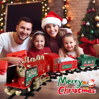 XINGGANG Train Jouet Enfant Train à Vapeur Train de Noël avec Fumée Sons Lumières avec Boîte Cadeau Décoration de Table Décoration sous le Sapin de Noël Cadeau pour Enfants