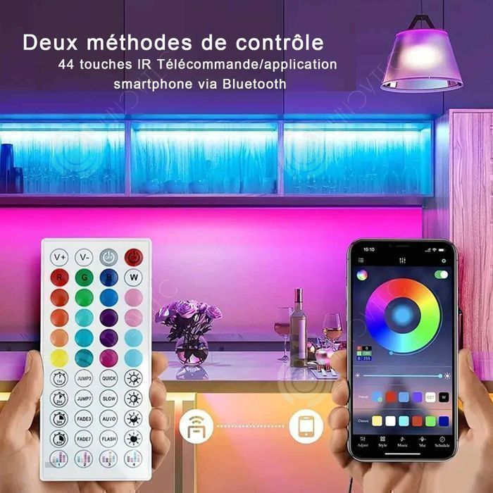 Bande LED KSIPZE 30M RGB - Guirlande Lumineuse Multicolore Avec App Bluetooth Et Télécommande - Dimmable Et Musicale