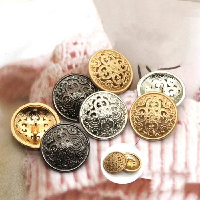 Lot De 10 Boutons Anciens En Métal Style Marine - 20 Mm Argenté - Neuf - Fabriqué En France