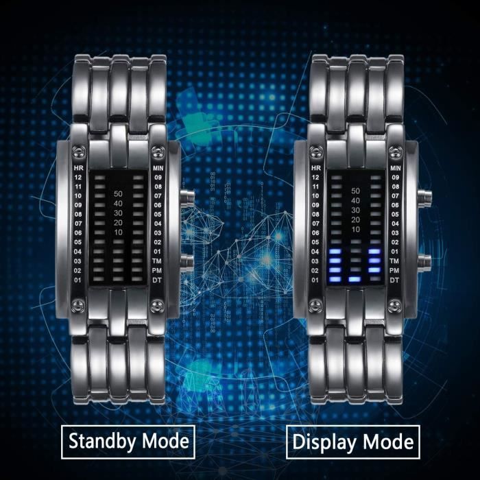 Acheter Montre LED Binaire Mode Coréenne - Design Iron Man, Lumières Double Rangée pour Étudiants & Couples