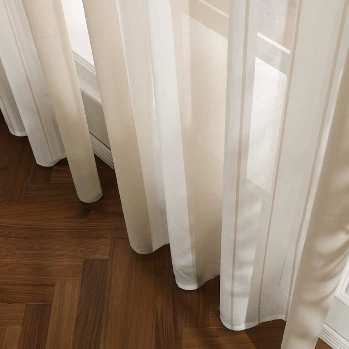 Rideau En Voile Blanc Prêt à Poser - Lot Moderne AG10, Largeur >250 Cm, Longueur 251-380 Cm
