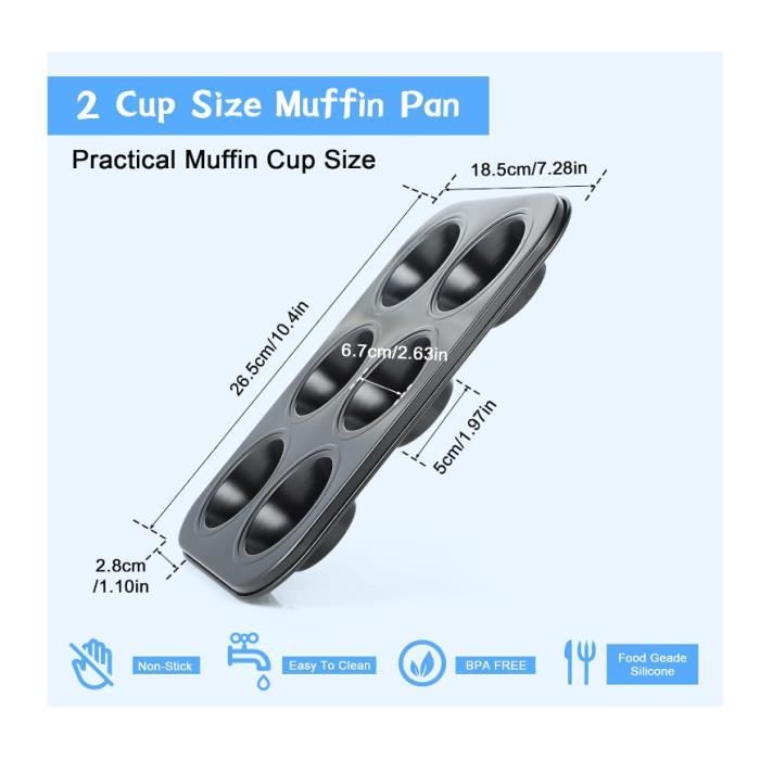 Lot De 3 Moules à Muffins Anti-Adhésif En Acier Carbone - Plaques Rondes Pour Cupcakes, Brownies & Muffins (26,5 X 18,5 Cm)