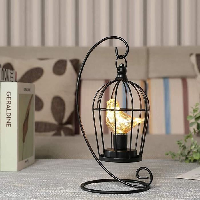 JHY DESIGN Lampe de table à cage en métal Lampe sans fil à piles