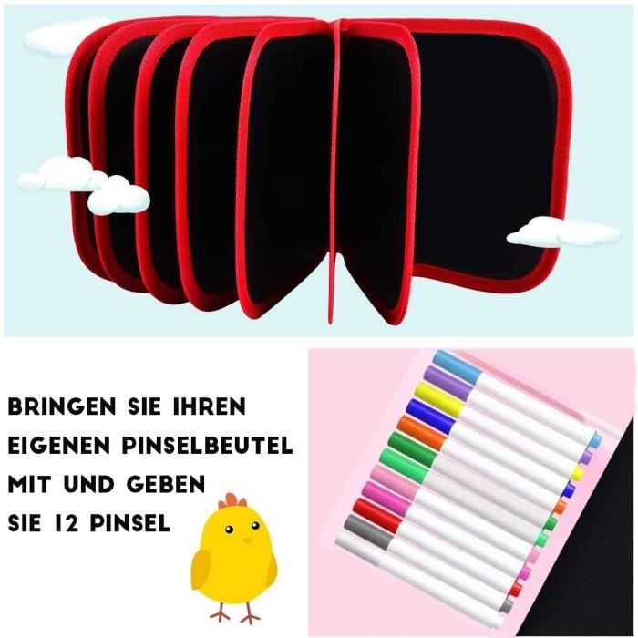 Smyidel – Bloc De Dessin Effaçable Double Face – 14 Pages + 12 Stylos Colorés – Réutilisable – Cadeau Enfant