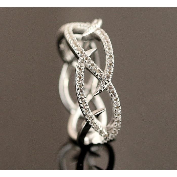 Bague chic anneau distingué en argent massif 925 avec plein de