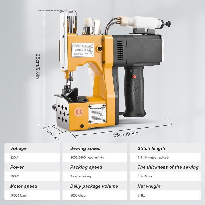 MXBAOHENG Machine à Coue Portable Closer Stitcher GK9-890 Sac d