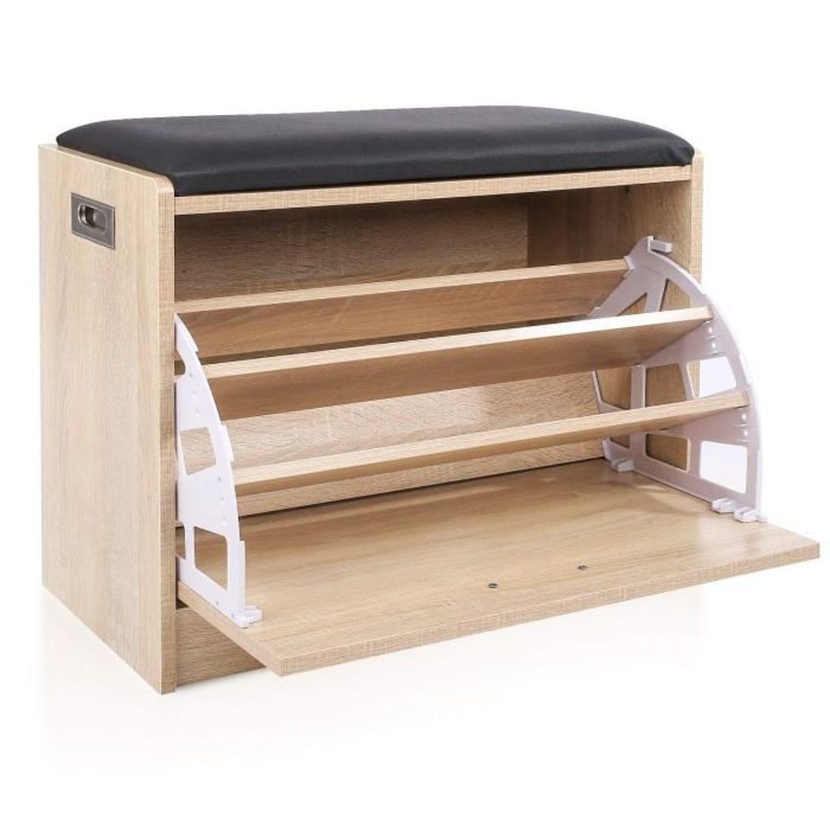 Homfa Etagere A Chaussures 3 Niveaux Meuble Banc De Rangement