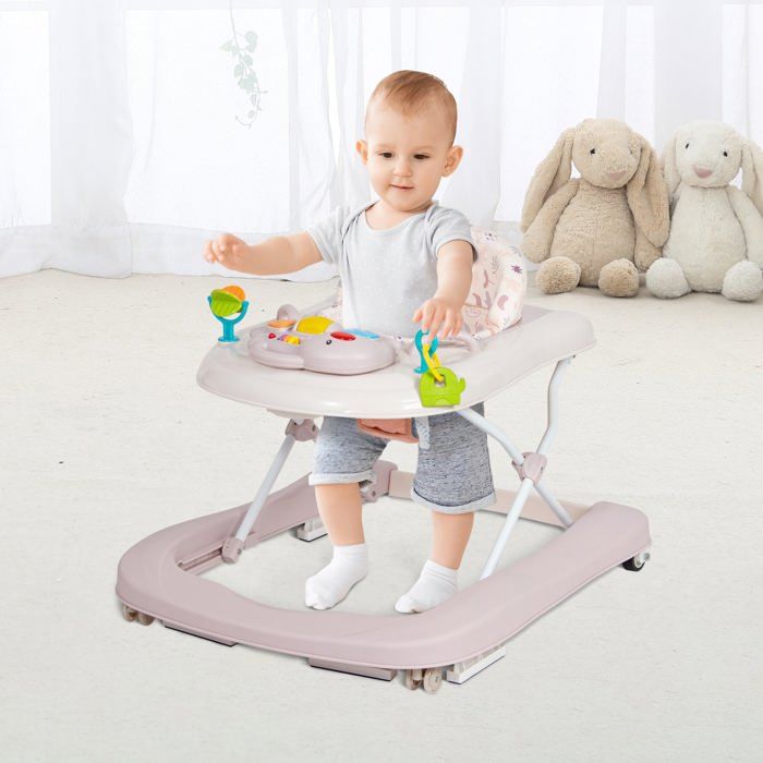 Trotteur Bébé 2 en 1 Troteur Marche Détachable avec Vitesse Réglable et