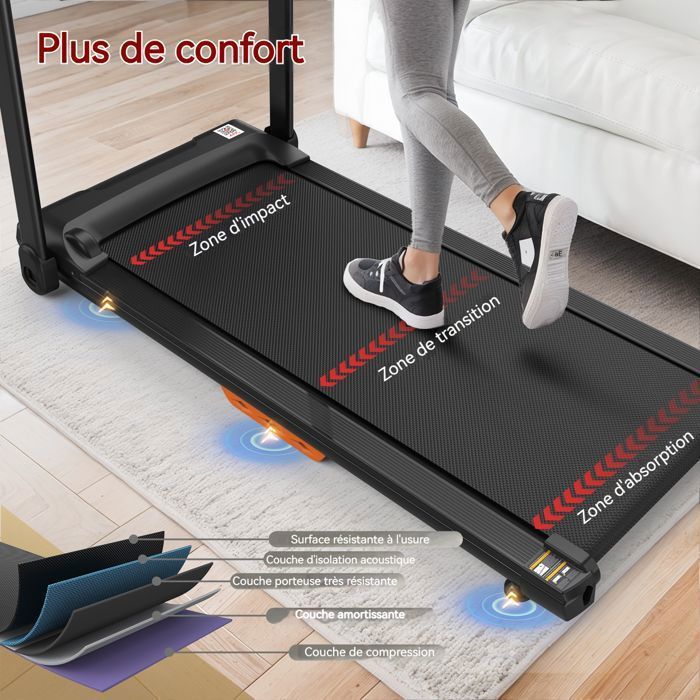 Tapis De Course Pliable 6-en-1 – Pente 1%-6%-12%, Vitesse 12 Km/h, Moteur 2.5 HP Silencieux, Écran LED Et APP